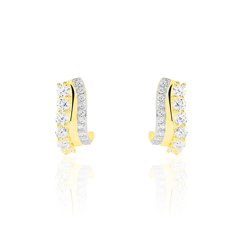 Boucles D'oreilles Puces Or Jaune Oxyde De Zirconium - Spannringe Damen | OROVIVO