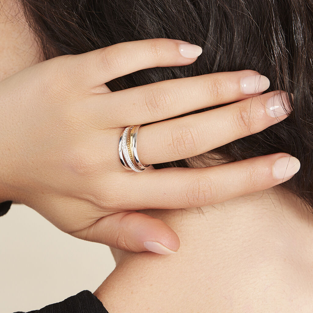 Damen Ring Gold Bicolor 585 Rund Weiß Forca - Ringe mit Stein Damen | OROVIVO