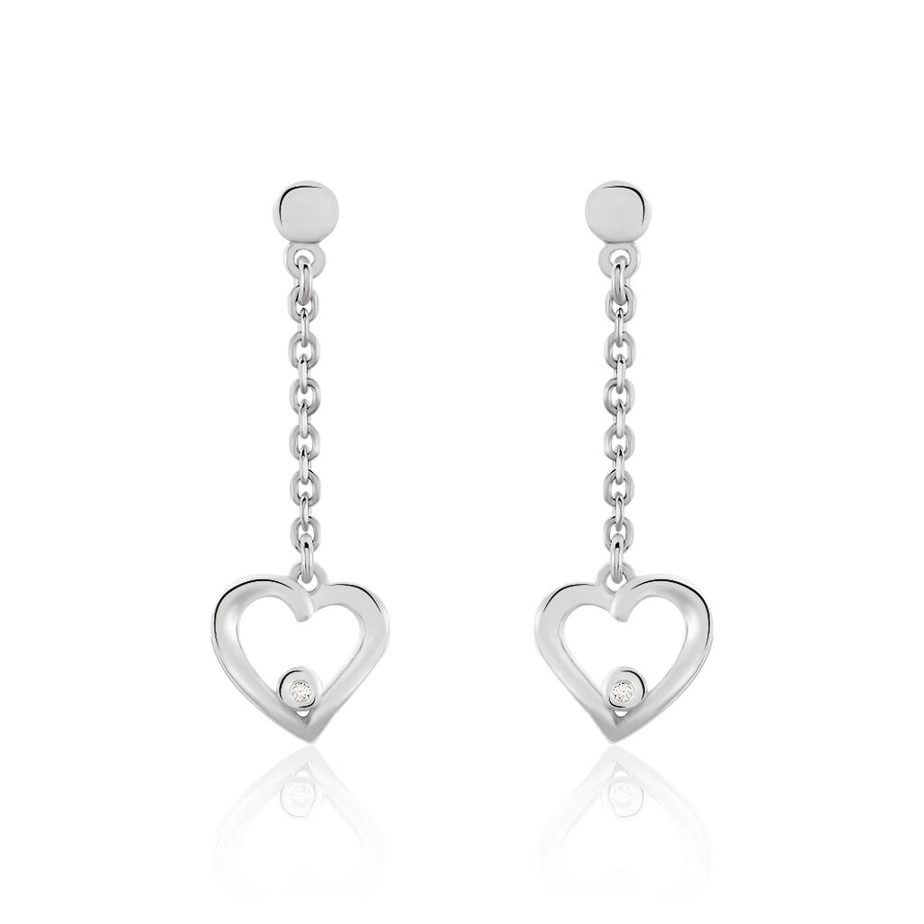 Damen Ohrstecker Lang Silber 925 Diamant Herz - Ohrringe mit Stein Damen | OROVIVO