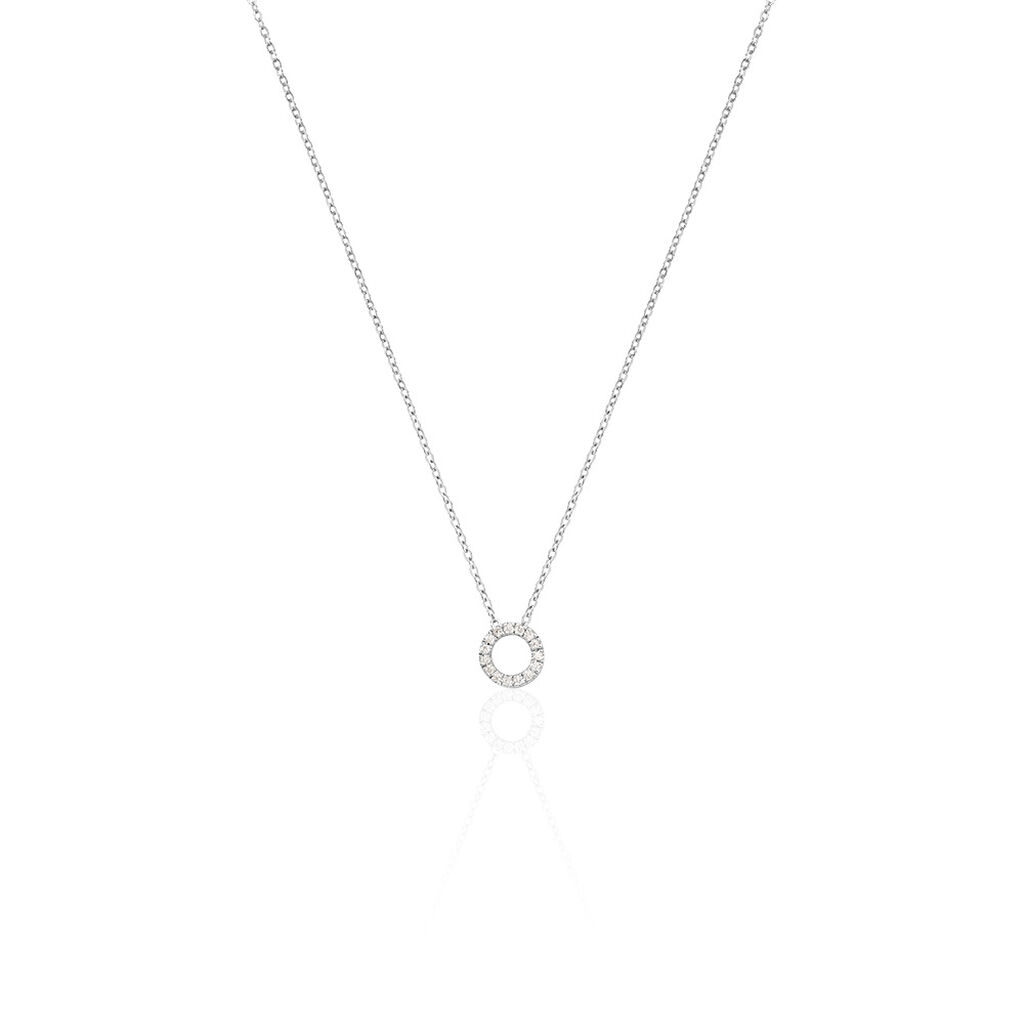 GWEN Damen Collier Wei&szlig;gold 375 (9 Karat) Diamant Wei&szlig; 0,05 ct Kreis