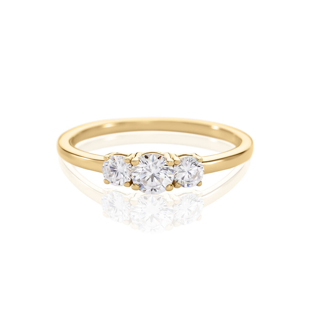 Trilog Damen Ring Gold 375 (9 Karat) Zirkonia Weiß, Ring mit Stein