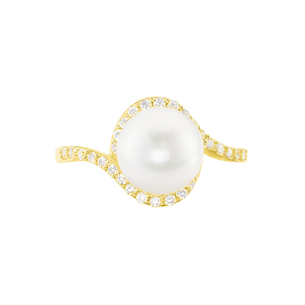 GAZZA Damen Ring Gold 375 (9 Karat) Zuchtperle Perlmutt