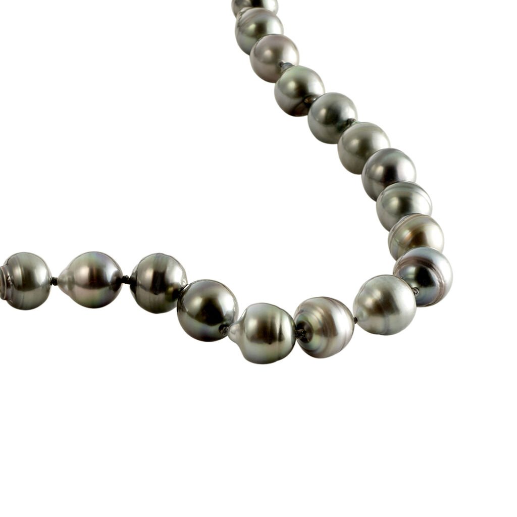 GELLA Damen Collier Wei&szlig;gold 585 (14 Karat) Tahitiperle Schwarzer Perlmutt Ball