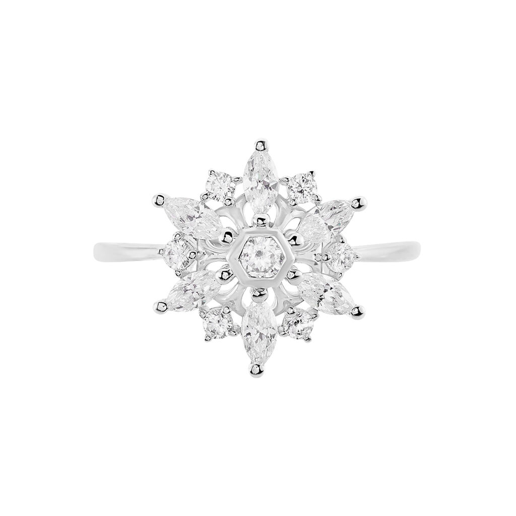 Bague Or Weiss Allassane Forme Flocon Oxydes De Zirconium - Spannringe Damen | OROVIVO