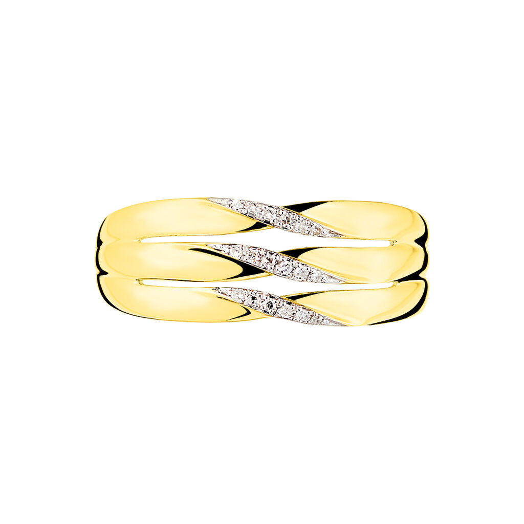 NESIBE Damen Ring Gold 375 (9 Karat) Diamant Wei&szlig; 0,02 ct Spiralf&ouml;rmig
