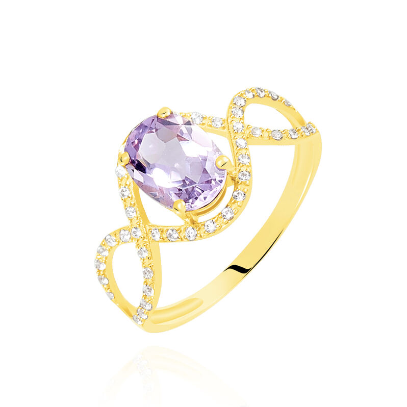 Bague Passion Or Jaune Amethyste Et Oxyde De Zirconium - Spannringe Damen | OROVIVO