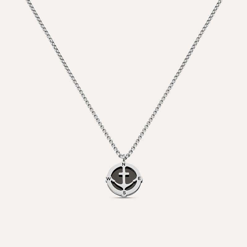 Collana Man Code Acciaio Bicolore Bianco / Nero - Spannringe Herren | OROVIVO