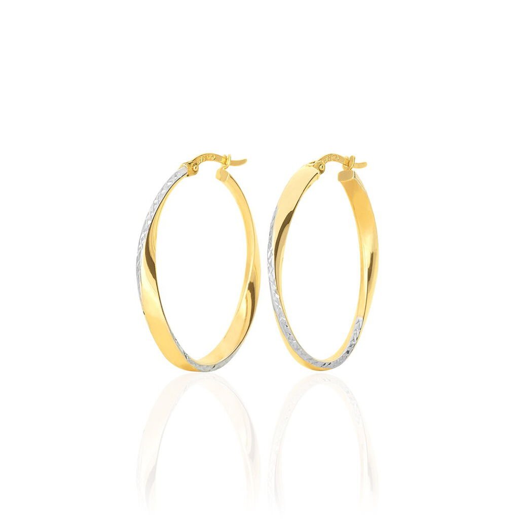 DORALYNNE DIA. Damen Creolen Gold Bicolor 375 (9 Karat) Oval