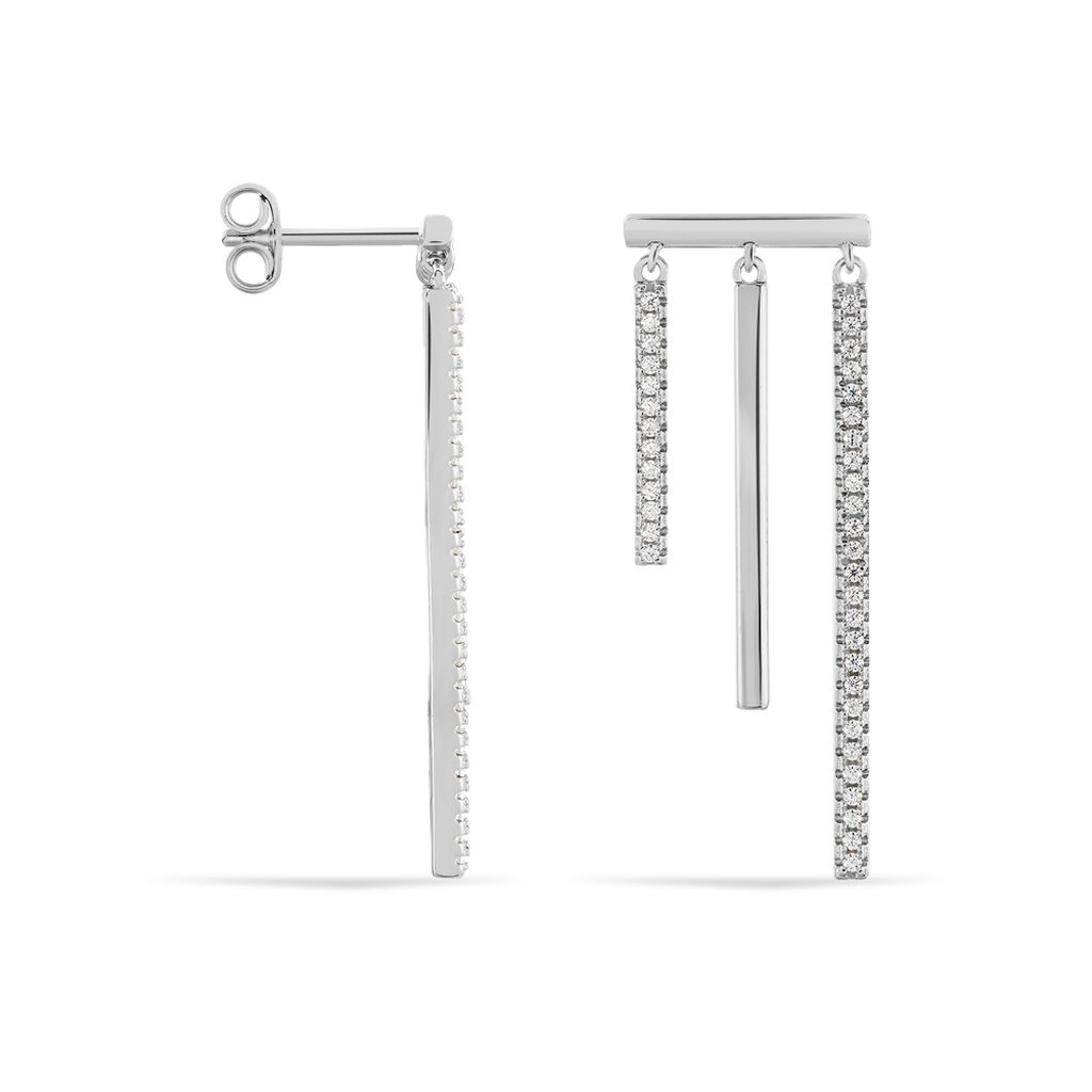Damen Ohrstecker Lang Silber 925 Zirkonia  - Ohrringe mit Stein Damen | OROVIVO