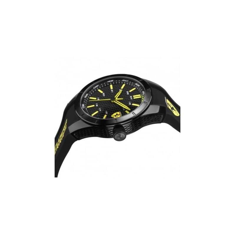 RedRev - Orologio da polso solo tempo con cassa in resina e cinturino in silicone nero con dettagli gialli - Spannringe Herren | OROVIVO