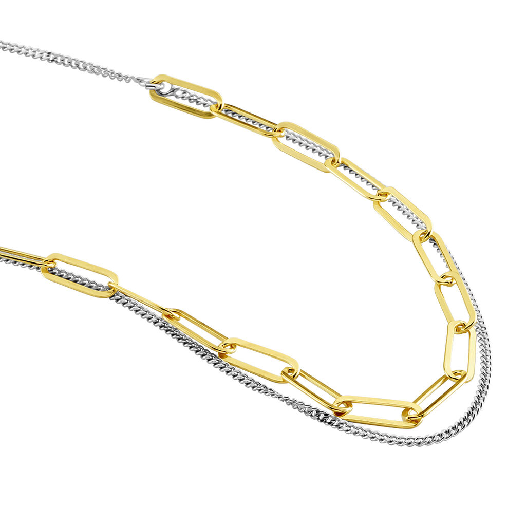 NELINA Damen Collier Silber Bicolor Gold/Silber 925