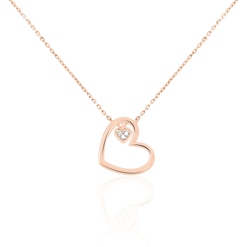 HERZ Damen Collier Rosegold 375 (9 Karat) Diamant Weiß 0,020 ct Herz, Collier mit Stein