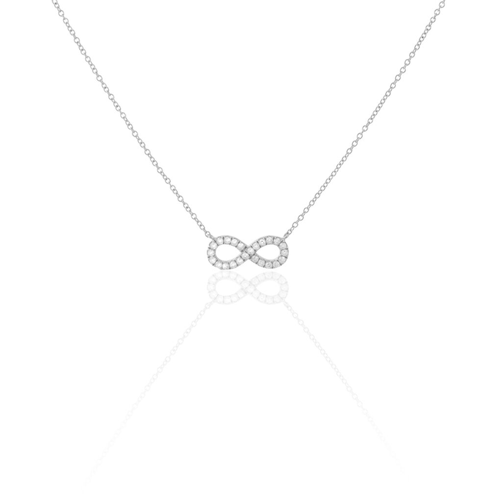 LOU 50 Damen Collier Silber 925 Zirkonia Weiß 0,05 ct Unendlichkeit, Collier mit Stein