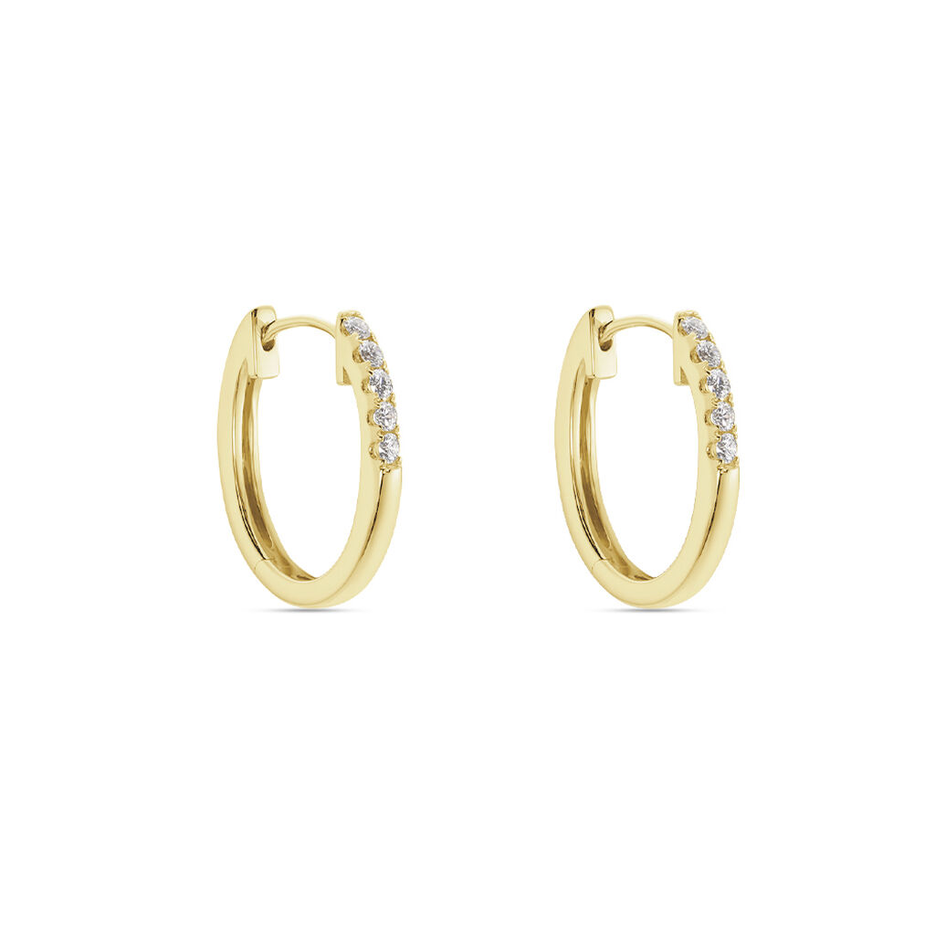 CELIN Damen Creolen Gold 750 (18 Karat) Diamant Wei&szlig; 0,14 ct B 15,5 mm