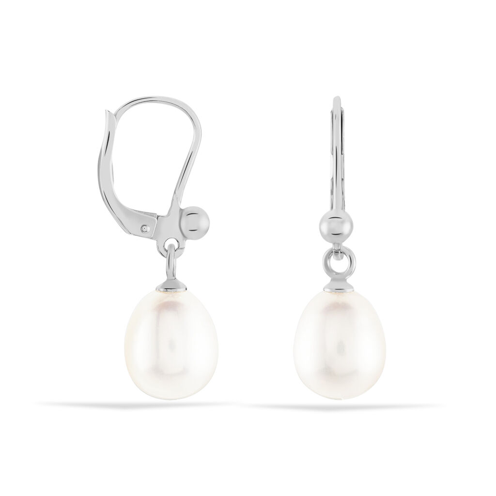 DOREA Damen Ohrringe Lang Silber 925 Zuchtperle Perlmutt