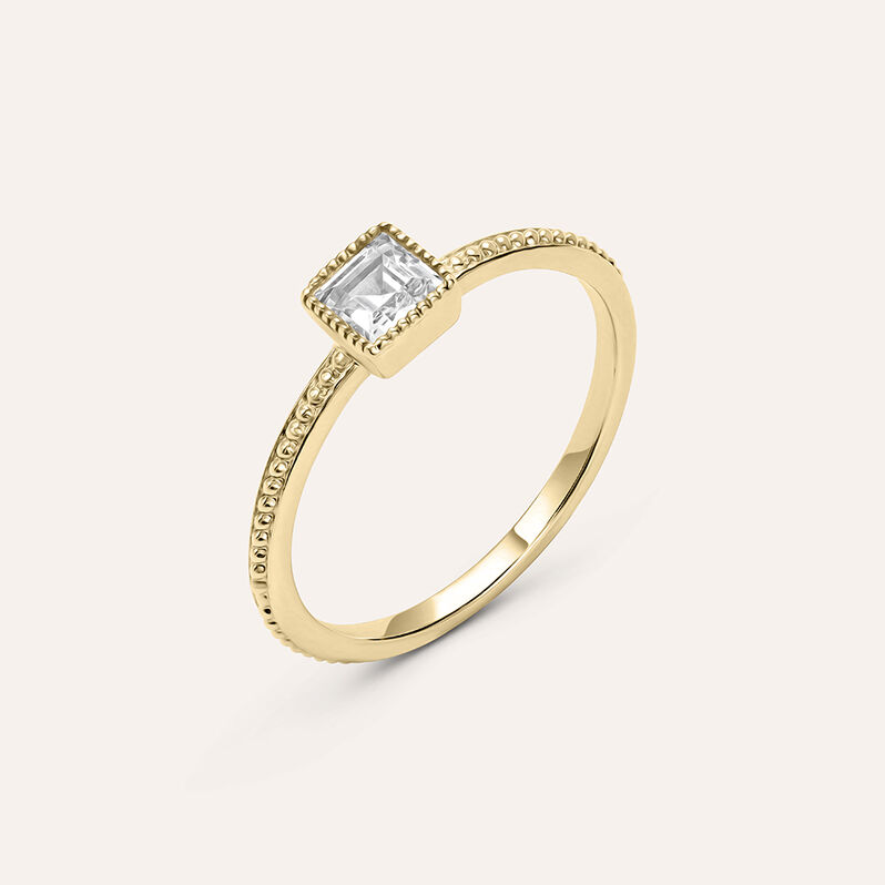 Anello Solitario Golden Dream Placcato Oro Giallo Cristallo - Spannringe Damen | OROVIVO