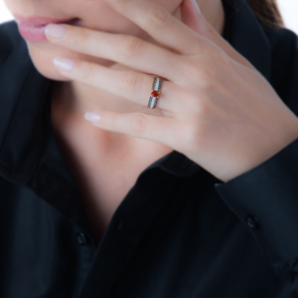 Bague Lexina Or Rose Rubis Et Diamant - Spannringe Damen | OROVIVO