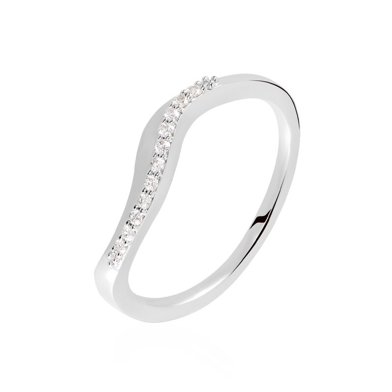 LATA Damen Ring Wei&szlig;gold 375 (9 Karat) Diamant Wei&szlig; 0,1 ct Welle - Ringe mit Stein Damen | OROVIVO