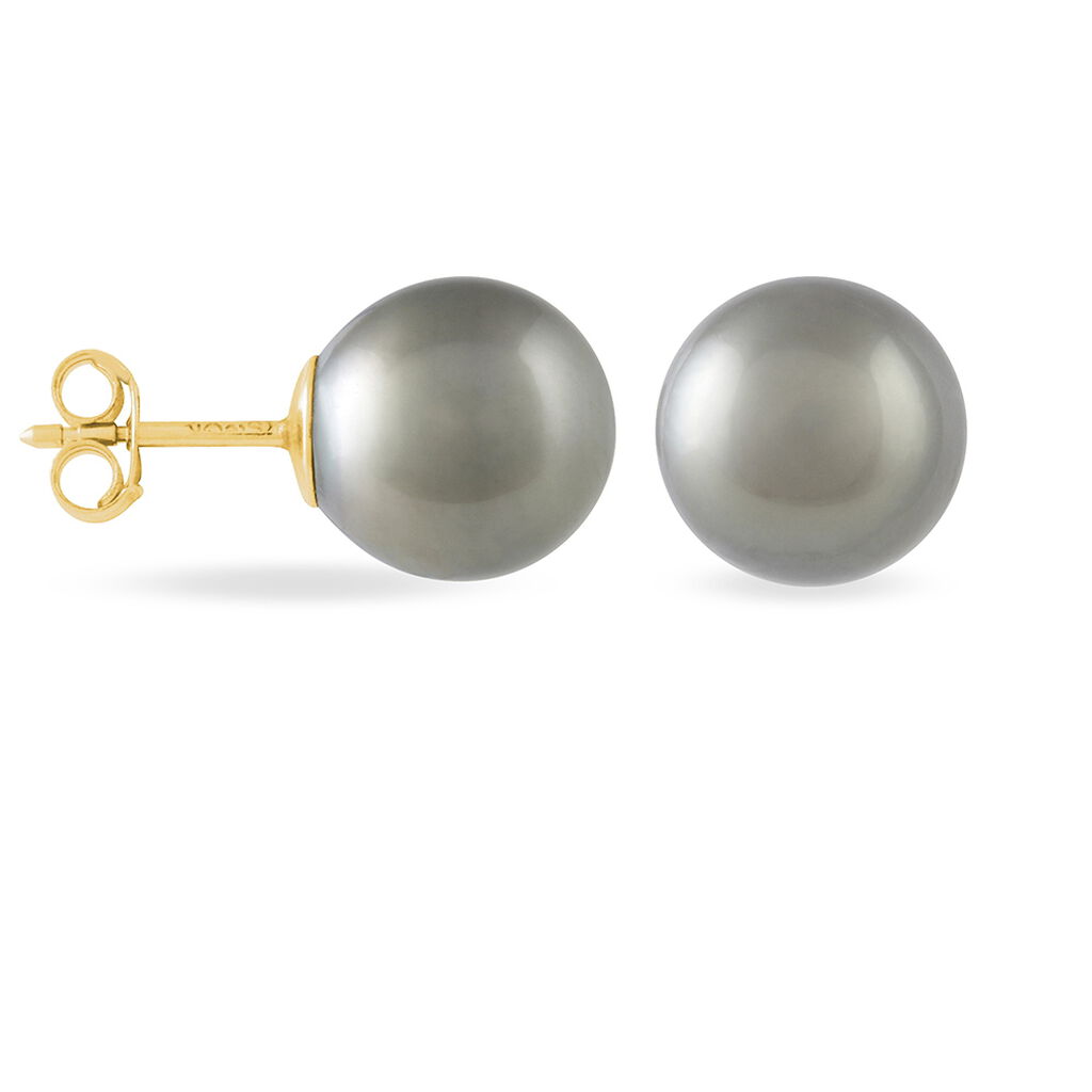 Boucles D'oreilles Puces Franca Or Jaune Perle De Culture De Tahiti - Spannringe Damen | OROVIVO
