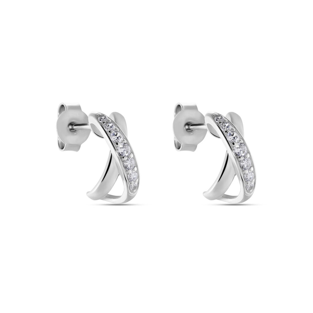Damen Creolen Silber 925 Zirkonia 12,00mm  - Creolen Damen | OROVIVO