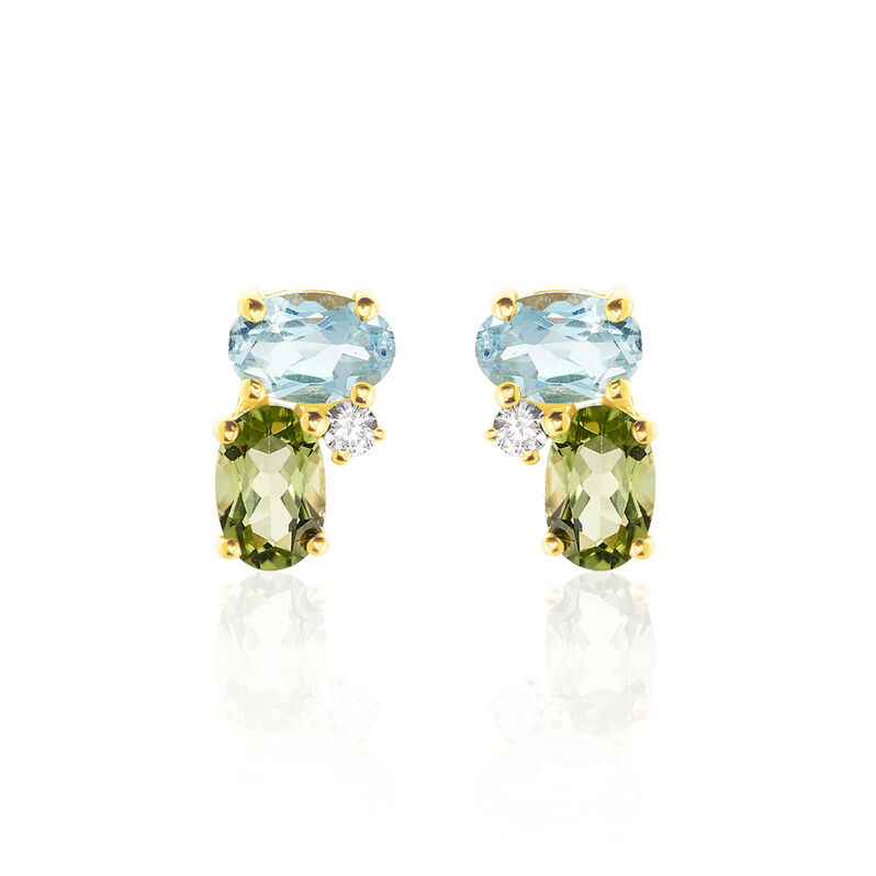 LAYLA 1 Damen Ohrstecker Gold 375 (9 Karat) Peridot Gr&uuml;n 2,13 ct Oval - Ohrstecker Damen | OROVIVO