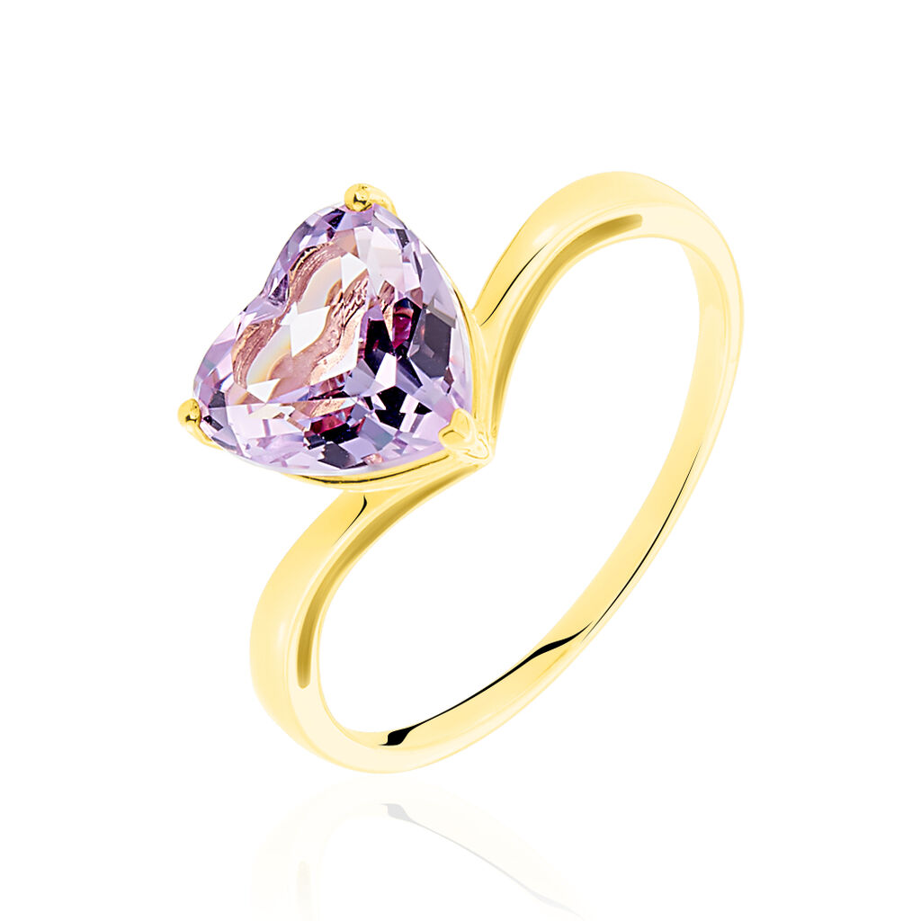Bague Or Jaune Aaliyah Forme Cœur Amethyste - Spannringe Damen | OROVIVO