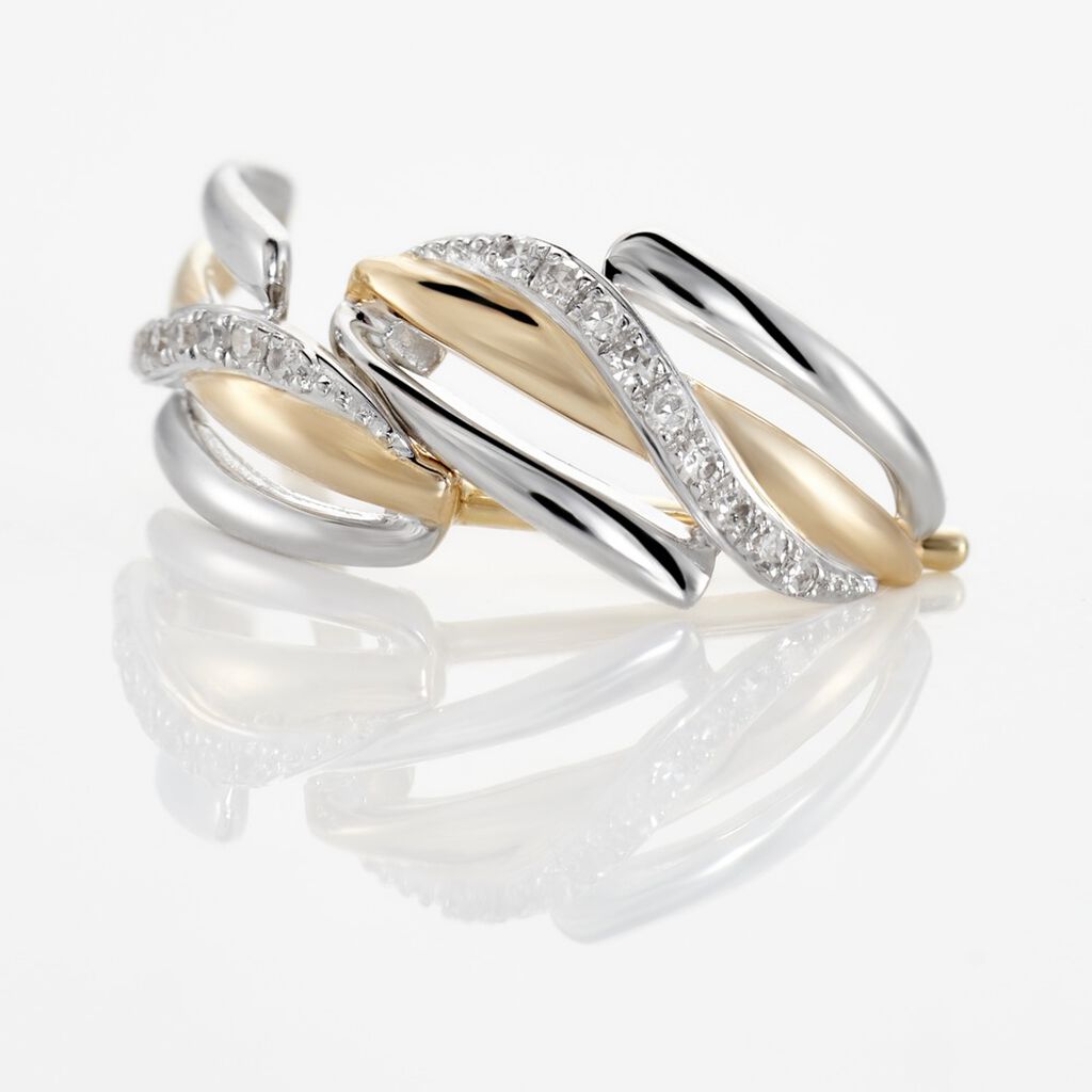 BODIL Damen Ohrstecker Gold 375 (9 Karat) Diamant Wei&szlig; 0,02 ct Welle