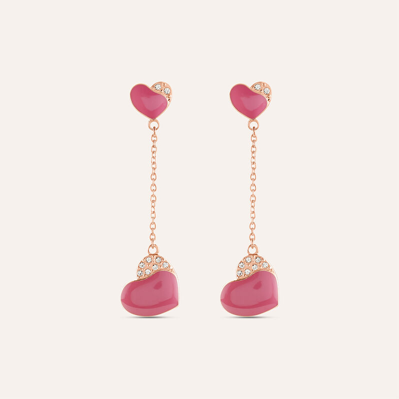 Orecchini Pendenti Lady Sweet Acciaio Rosa Cristallo - Spannringe Damen | OROVIVO
