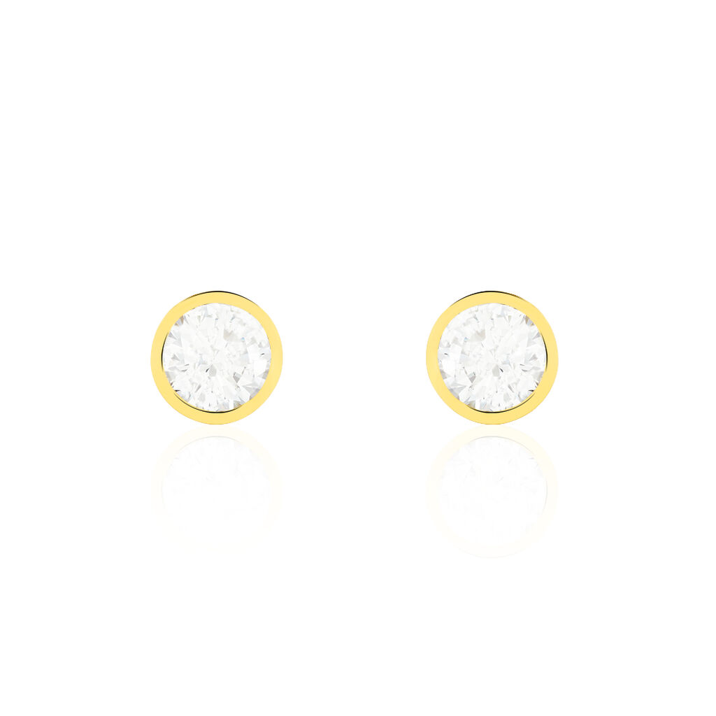 Damen Ohrstecker Gold 375 Zirkonia Kreis Zarge 6,00mm  - Ohrstecker Damen | OROVIVO