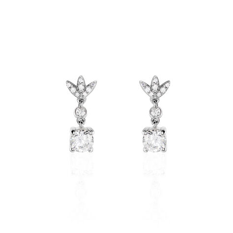 Damen Ohrstecker Weißgold 375 Zirkonia Blume - Ohrringe mit Stein Damen | OROVIVO