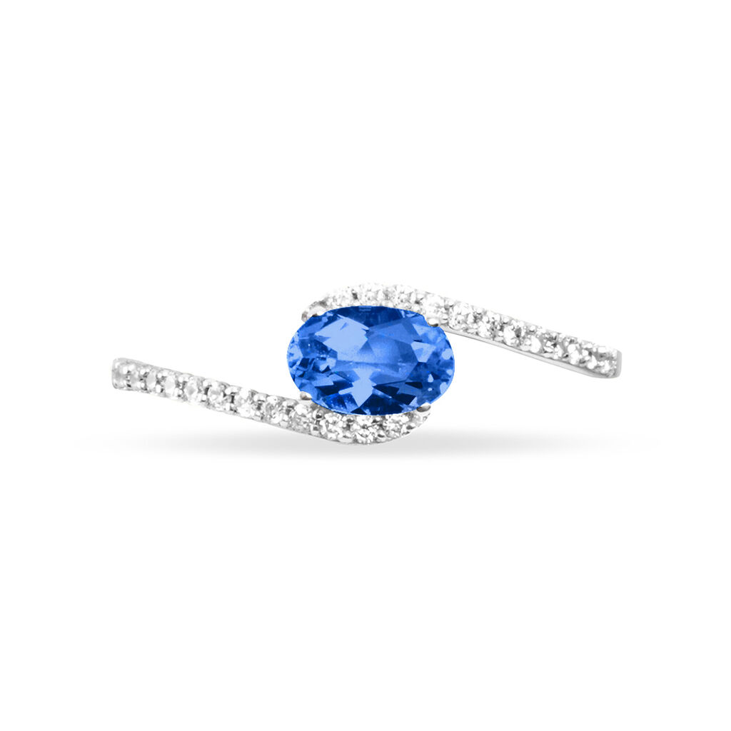 Bague Loriane Or Blanc Saphir Et Diamant - Spannringe Damen | OROVIVO