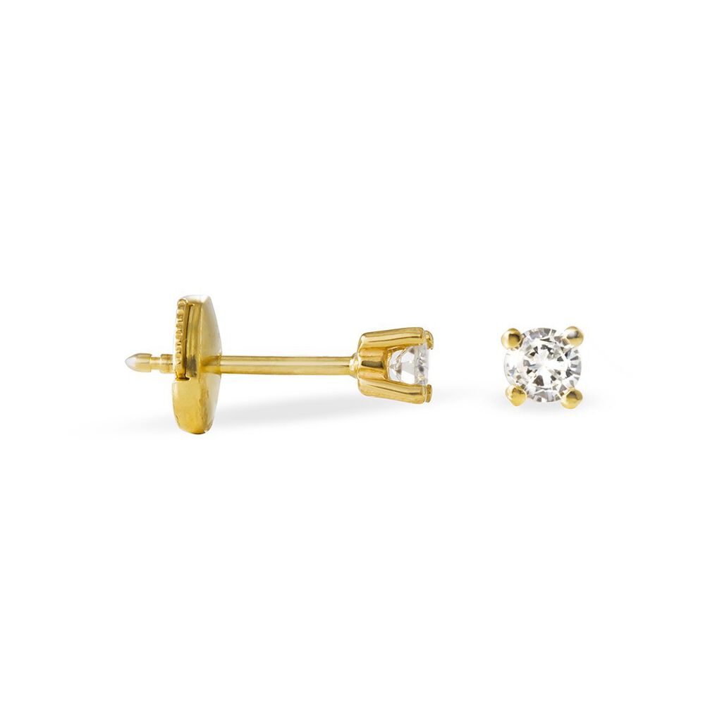 Boucles D'oreilles Puces Collection Victoria Or Jaune Diamant - Spannringe Damen | OROVIVO