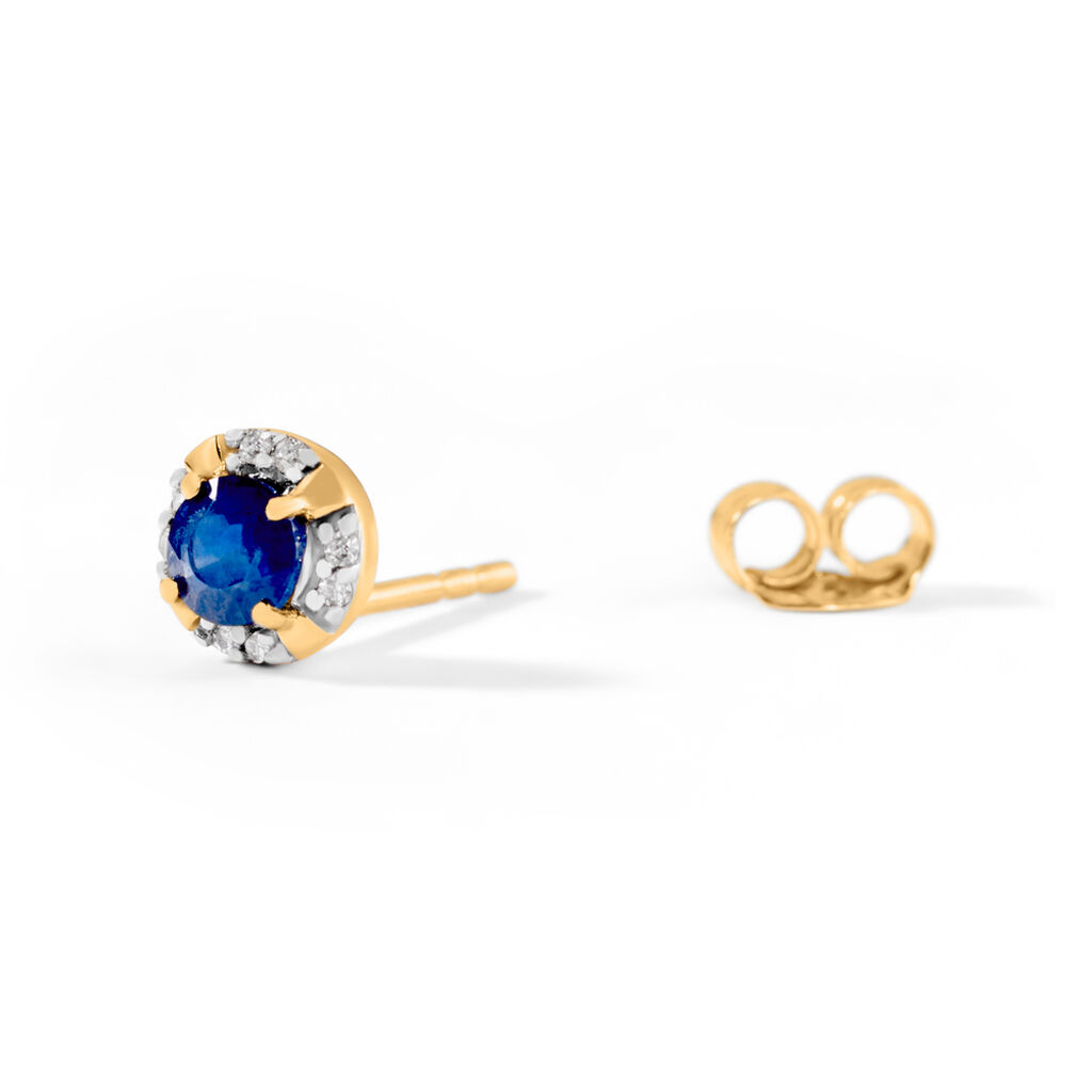 ODARIKE Damen Ohrstecker Gold 585 (14 Karat) Saphir Blau 0,7 ct Kreis