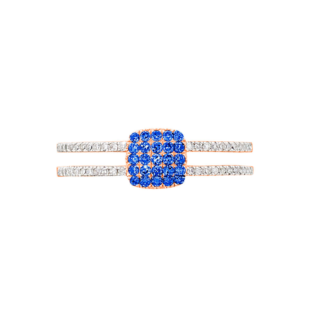 Bague Aude Or Rose Saphir Et Diamant - Spannringe Damen | OROVIVO