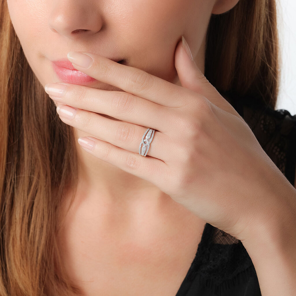 Bague Diana Or Blanc Diamant - Spannringe Damen | OROVIVO
