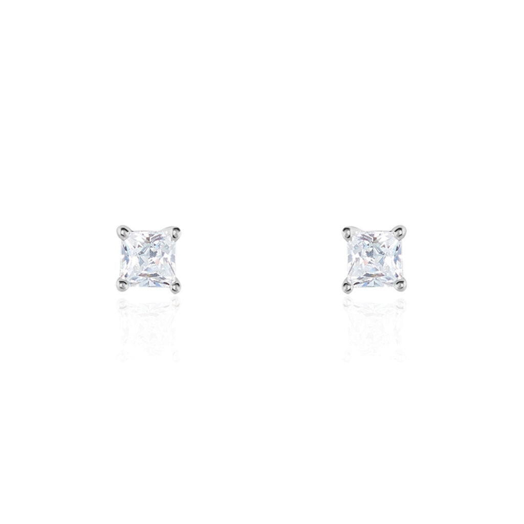 BIRATI Damen Ohrstecker Silber 925 Zirkonia Wei&szlig; 1 ct Viereck