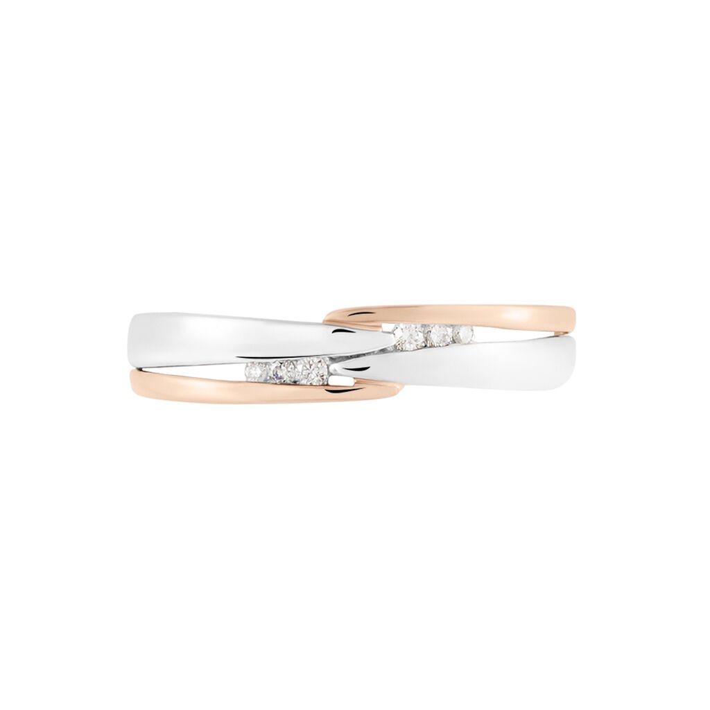 SACA Damen Ring Gold Bicolor Silber/Ros&eacute;gold 375 (9 Karat) Diamant Wei&szlig; 0,42 ct B 22 mm
