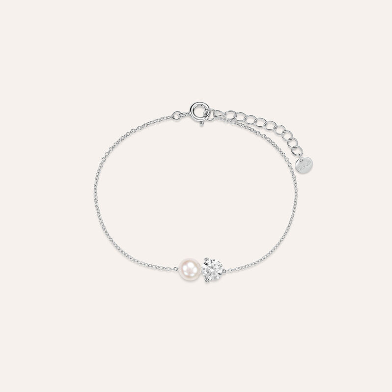 Bracciale Silver Pearls Argento Rodiato Perla sintetica Cubic Zirconia - Spannringe Damen | OROVIVO
