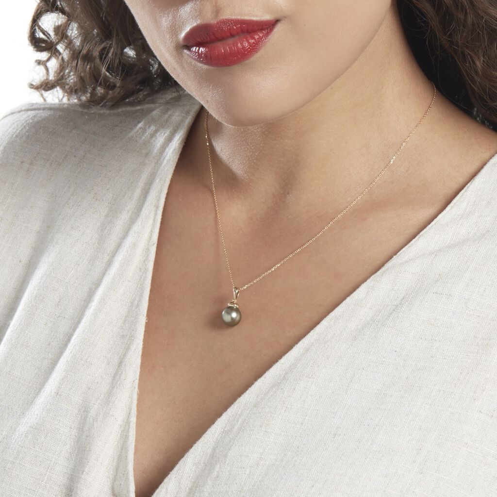 Pendentif Cerclee Or Jaune Perle De Culture De Tahiti - Spannringe Damen | OROVIVO