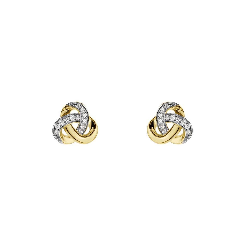 KNOT Damen Ohrstecker Gold 375 (9 Karat) Diamant Weiß 0,06 ct B 4 mm, Ohrstecker mit Stein