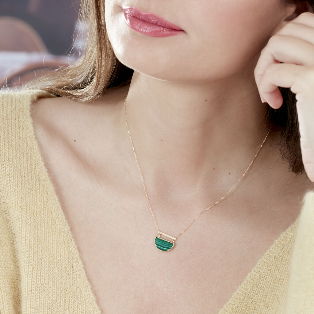 Damen Halskette Gold 375 Grüner Malachit  - Halsketten Damen | OROVIVO