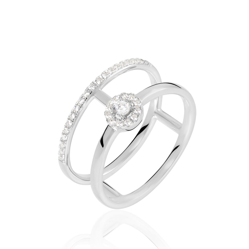 SOPHIA Damen Ring Weißgold 375 (9 Karat) Zirkonia Weiß 0,12 ct - Ringe mit Stein Damen | OROVIVO
