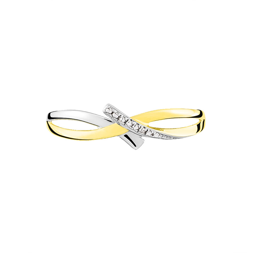 SOUKAYNA Damen Ring Gold Bicolor 375 (9 Karat) Diamant Wei&szlig; 0,000 ct Welle