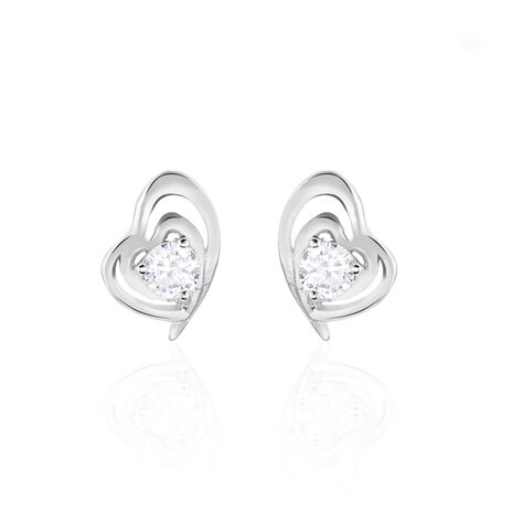 Damen Ohrstecker Silber 925 Zirkonia Herz - Ohrstecker Damen | OROVIVO