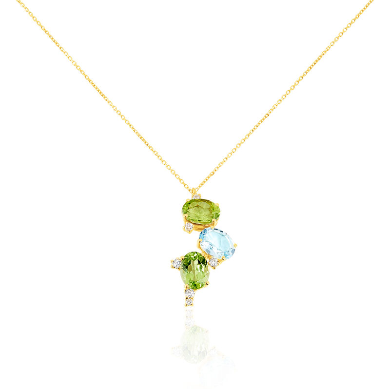 Damen Collier Gold 375 Peridot Grün 4,4ct Oval Layla 1 - Halsketten Damen | OROVIVO