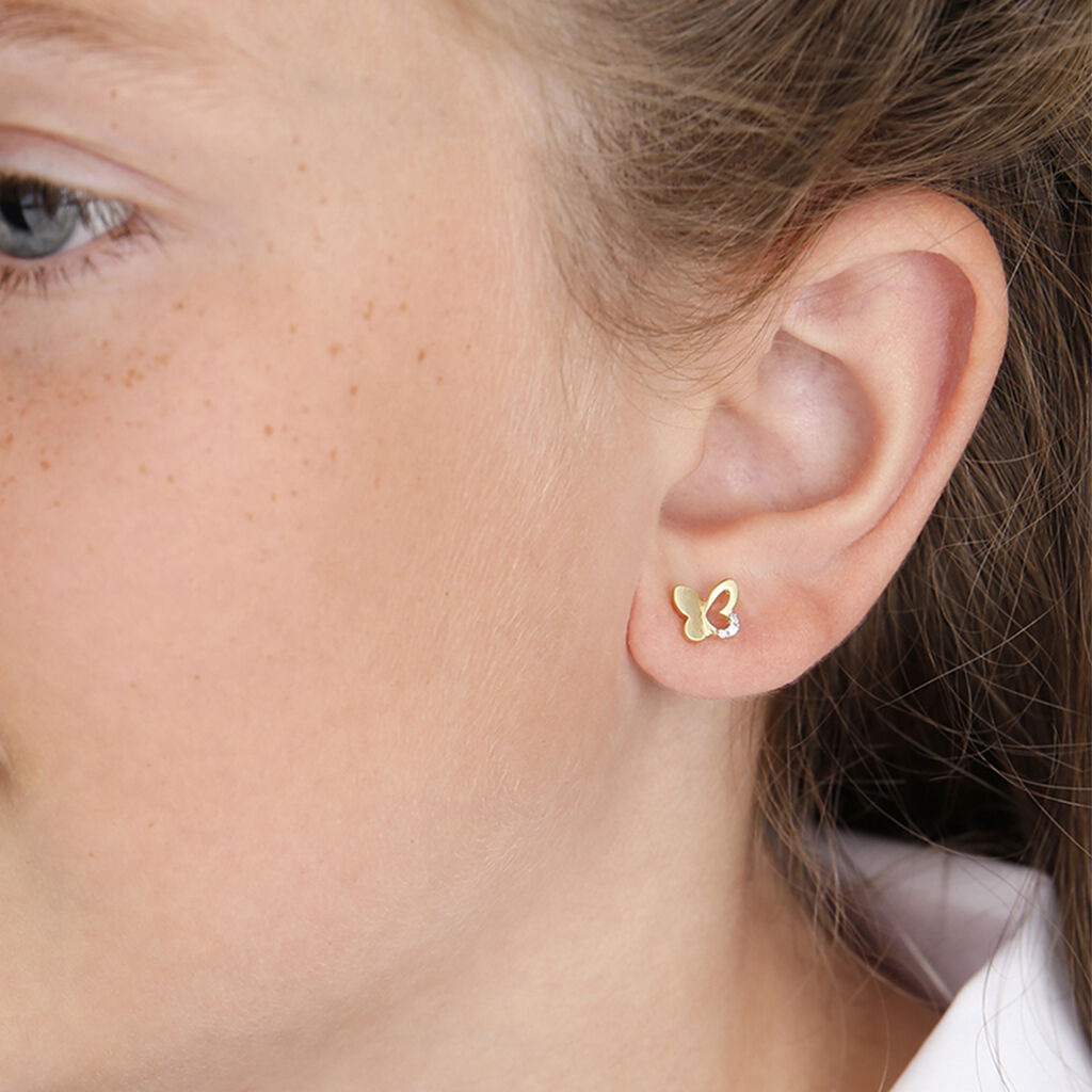 Kinder Ohrstecker Gold 333 Zirkonia Schmetterling - Ohrstecker Kinder | OROVIVO