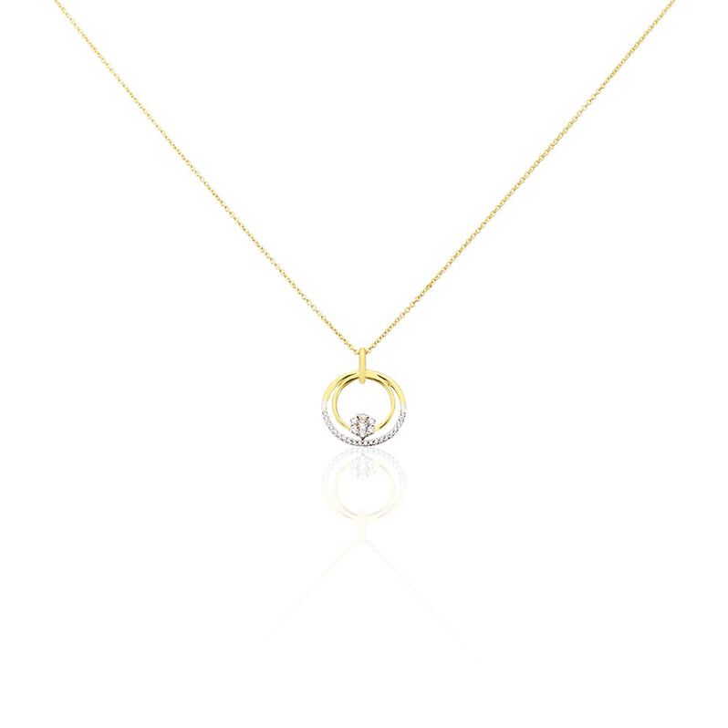 SIMA Damen Collier Gold 375 (9 Karat) Zirkonia Wei&szlig; Kreis - Halsketten Damen | OROVIVO