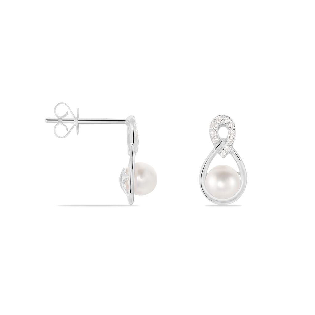 LISY Damen Ohrstecker Weißgold 375 (9 Karat) Zuchtperle Perlmutt Tropfen - Ohrstecker Damen | OROVIVO