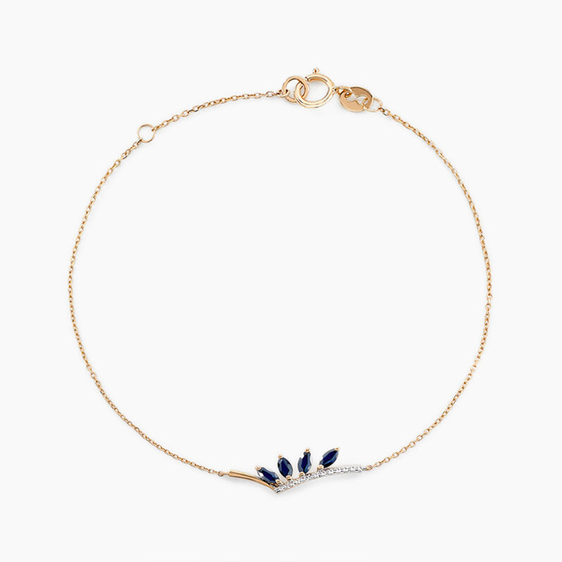Bracelet Navette Or Jaune Saphir Diamant - Spannringe Damen | OROVIVO