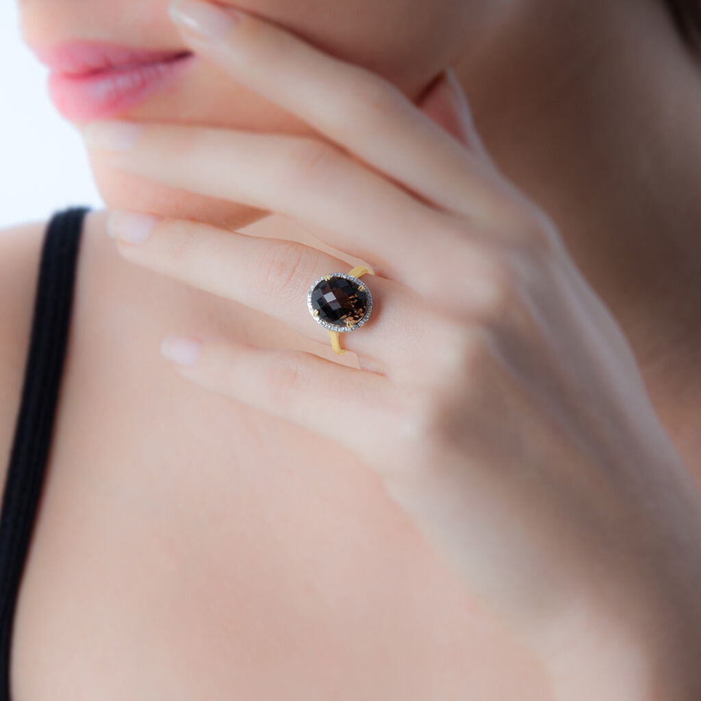 Bague Anna Or Blanc Quartz Et Diamant - Spannringe Damen | OROVIVO